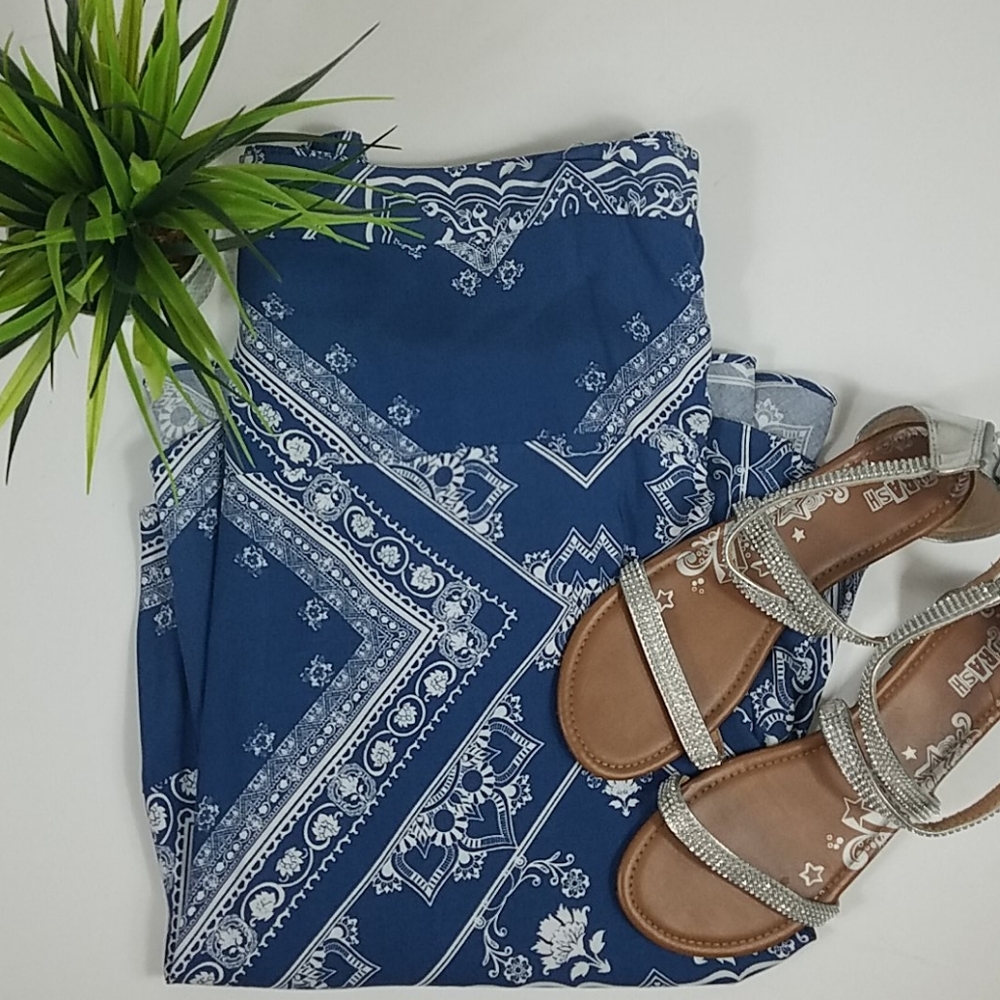 NWT, Melissa Paige, Blu/wht skirt, hi-lo, Sz LP/GP - Picture 4 of 8